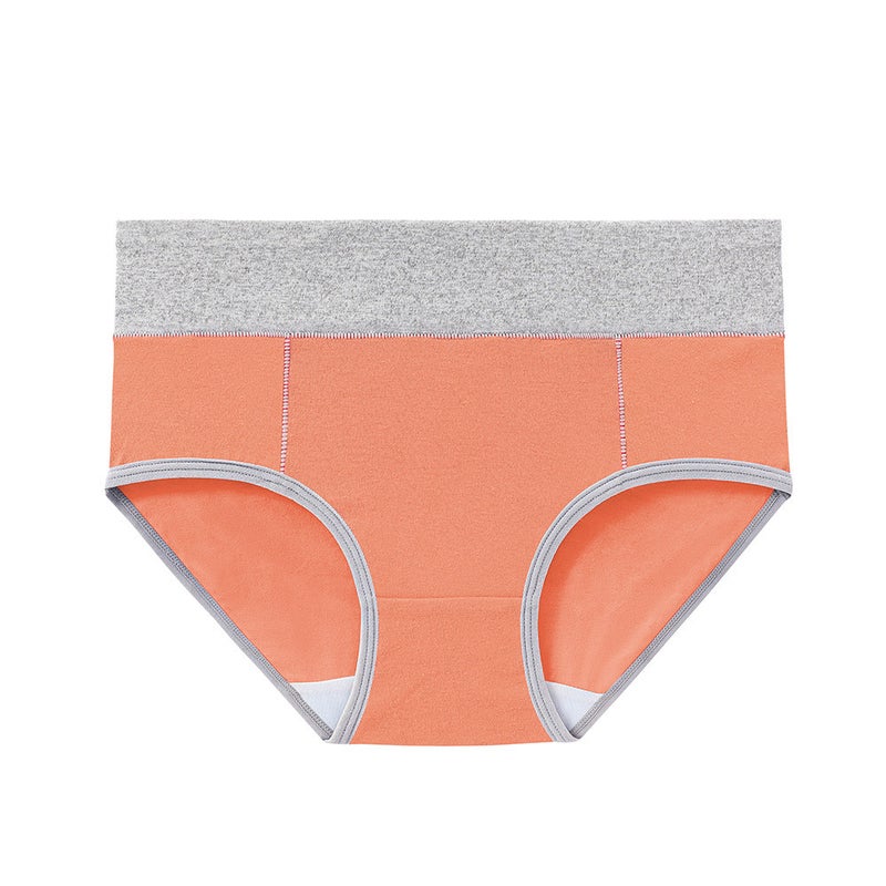 Strict Selection Of Fattening Plus Size Color Matching Black Cotton Mid-Waist Briefs Hip Panties Ladies Waist - Image 1