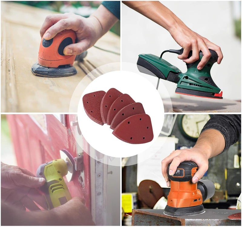 S SATC 100PCS Mouse Detail Sander Sandpaper Palm Mouse Sander Pads 40/80/120/180/240 Grits 140mm, Sanding Pads for Mouse Sanders - Image 5