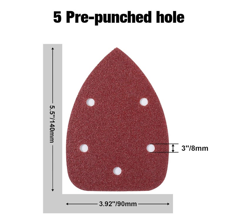 S SATC 100PCS Mouse Detail Sander Sandpaper Palm Mouse Sander Pads 40/80/120/180/240 Grits 140mm, Sanding Pads for Mouse Sanders - Image 2