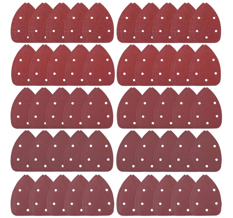 S SATC 100PCS Mouse Detail Sander Sandpaper Palm Mouse Sander Pads 40/80/120/180/240 Grits 140mm, Sanding Pads for Mouse Sanders - Image 1