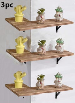 Corner Floating Shelves Wall Mounted Set of 3 Rustic Wood Wall Storage Shelves for Bedroom Bathroom Kitchen 16x11.4 inch