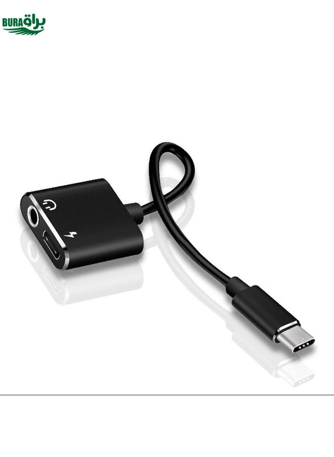BURAQ USB-C / Type-C to 3.5mm Aux + USB-C / Type C Earphone Adapter Charger Audio Cable (gold)  - Image 5
