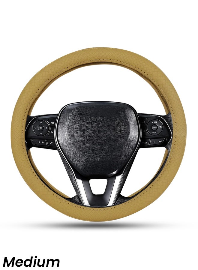 ROCA Premium Leather Steering Wheel Cover Universal Fit – Anti-Slip, Breathable, Soft Padded, Wear-Resistant, Easy Installation for Cars, SUVs & Jeeps - Image 1