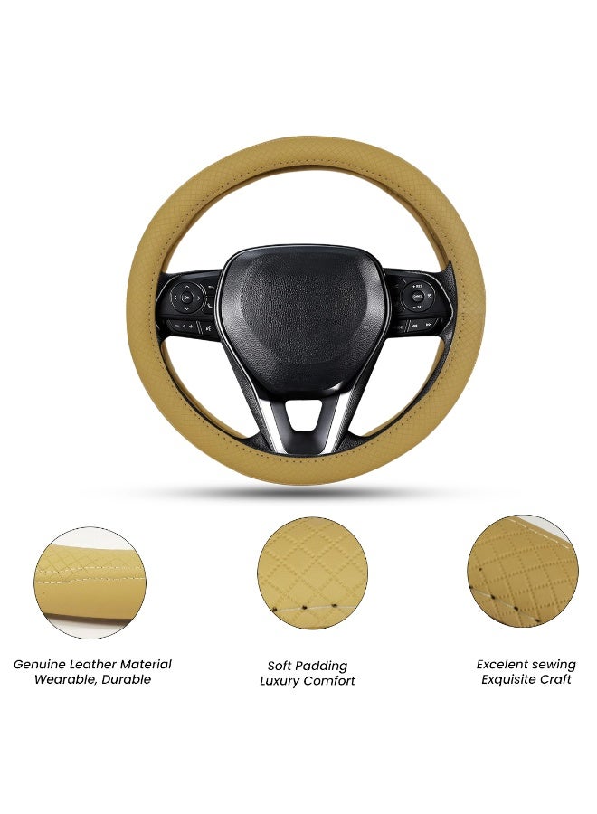 ROCA Premium Leather Steering Wheel Cover Universal Fit – Anti-Slip, Breathable, Soft Padded, Wear-Resistant, Easy Installation for Cars, SUVs & Jeeps - Image 2