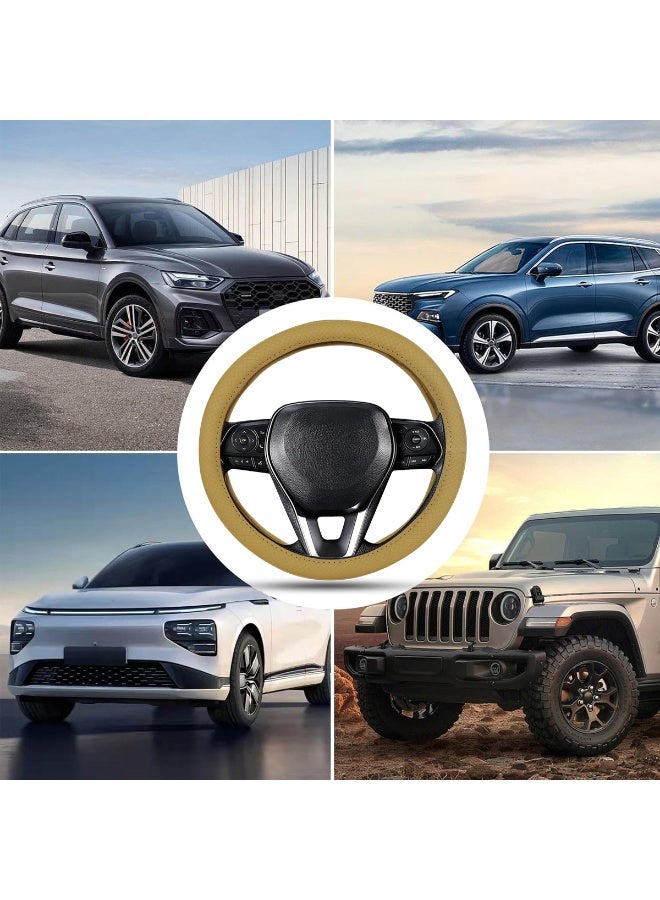 ROCA Premium Leather Steering Wheel Cover Universal Fit – Anti-Slip, Breathable, Soft Padded, Wear-Resistant, Easy Installation for Cars, SUVs & Jeeps - Image 3