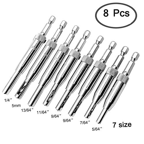 AFUNTA 8 pcs Center Drill Bit Set, AFUNTA Self Centering Hinge Tapper Core Hole Puncher Woodworking Tools for Cabinet Door 5/64'' 7/64'' 9/64'' 11/64'' 13/64'' 5mm 1/4'' - Image 2