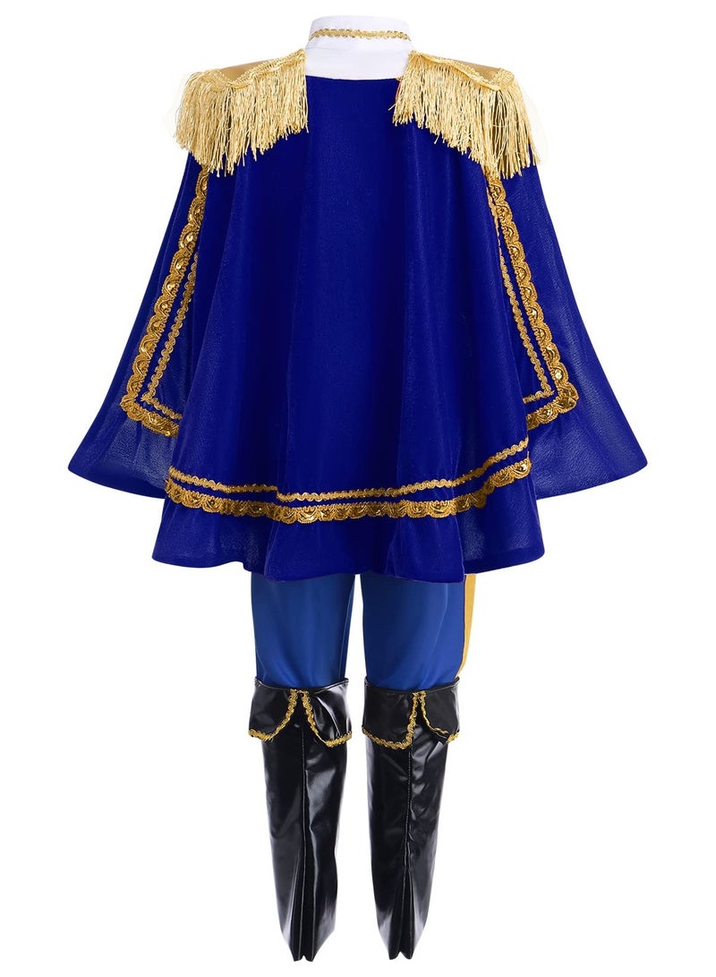 زي الأمير الساحر للأولاد الصغار من العصور الوسطى، جاكيت الأمير الملكي، سروال التاج، فستان الحفلات - Image 3