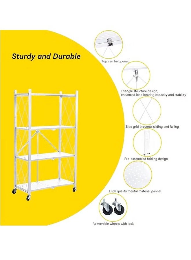 4-Tier Foldable Storage Shelf | Heavy-Load Capacity | No Assembly Required | Versatile Rack for Home/Office/Garage White  - Image 3