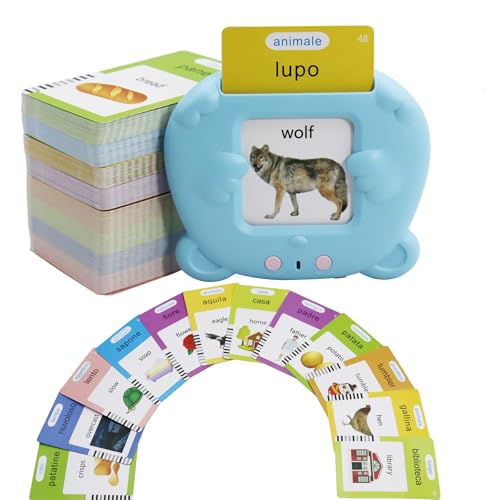 MAYAPHILOS 510 Words Italian and English Talking Flash Cards Pocket Speech for Learn Italian Italian Language Learning Audible Talking Flashcards Toddlers Sensory Preschool Birthday Gifts - Image 1