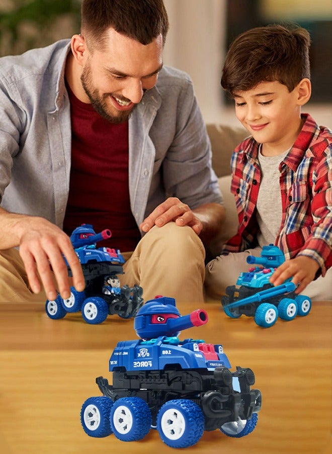 GROIC 2 Pcs Pull Back Cars Transform Tank Vehicle, Inertia Drive Climbing Toy Cars, 6-Wheel Launchable Tanks Pull Back Toys Off-Road Vehicles - Image 5