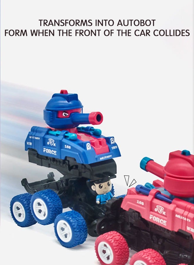 GROIC 2 Pcs Pull Back Cars Transform Tank Vehicle, Inertia Drive Climbing Toy Cars, 6-Wheel Launchable Tanks Pull Back Toys Off-Road Vehicles - Image 3