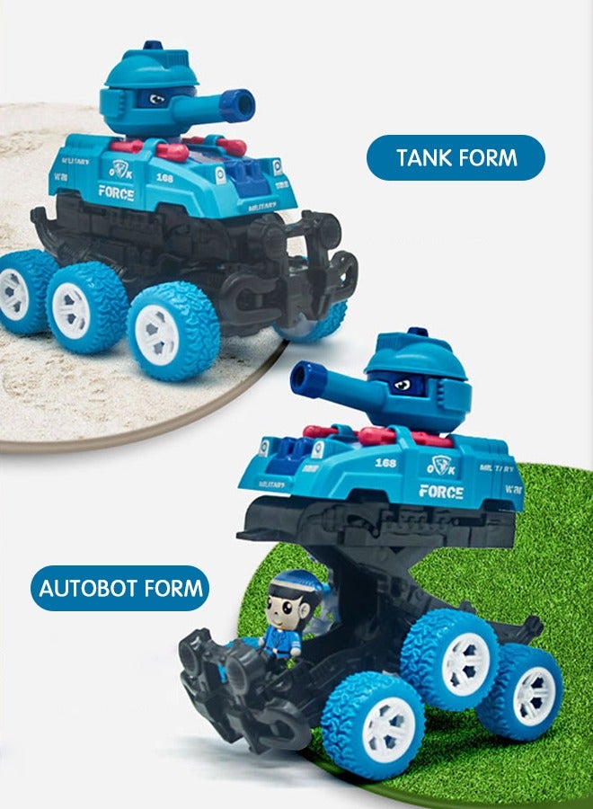 GROIC 2 Pcs Pull Back Cars Transform Tank Vehicle, Inertia Drive Climbing Toy Cars, 6-Wheel Launchable Tanks Pull Back Toys Off-Road Vehicles - Image 2