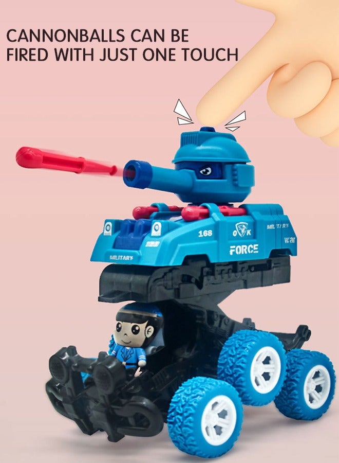 GROIC 2 Pcs Pull Back Cars Transform Tank Vehicle, Inertia Drive Climbing Toy Cars, 6-Wheel Launchable Tanks Pull Back Toys Off-Road Vehicles - Image 4