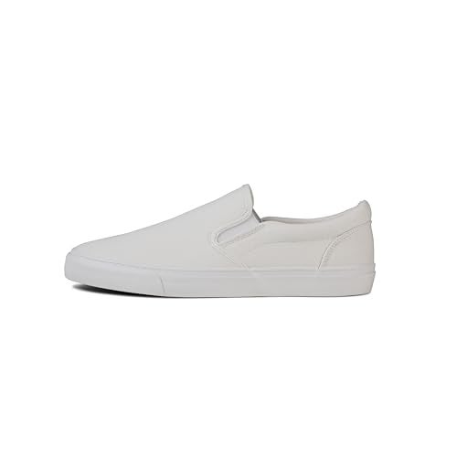 hello basics Men's Sneakers Classic Low Top Slip On Shoes Wide Canvas Skate Loafers Sneakers with Soft Insole Causal Dress Shoes for Men Comfortable Walking Shoes Slip on Sneakers for Men, White, 12 - Image 4