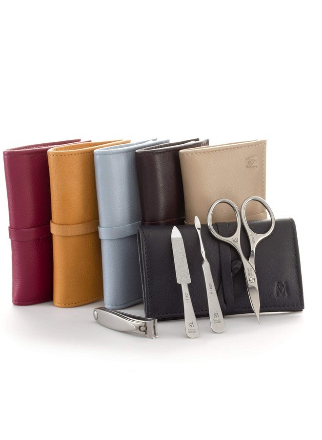GERMANIKURE 4pc Manicure Set in Dark Purple Leather Case - Made in Solingen Germany, FINOX Stainless Steel Tools - Professional Quality Compact Nail Grooming Kit - Image 2