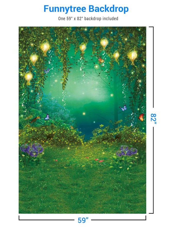 Funnytree 5X7FT Enchanted Forest Backdrop Fairy Tale Wonderland Butterfly Woodland Background Wedding Baby Shower Birthday Party Supplies Banner Cake Smash Decor Studio Portrait Prop Photobooth Favors - Image 2