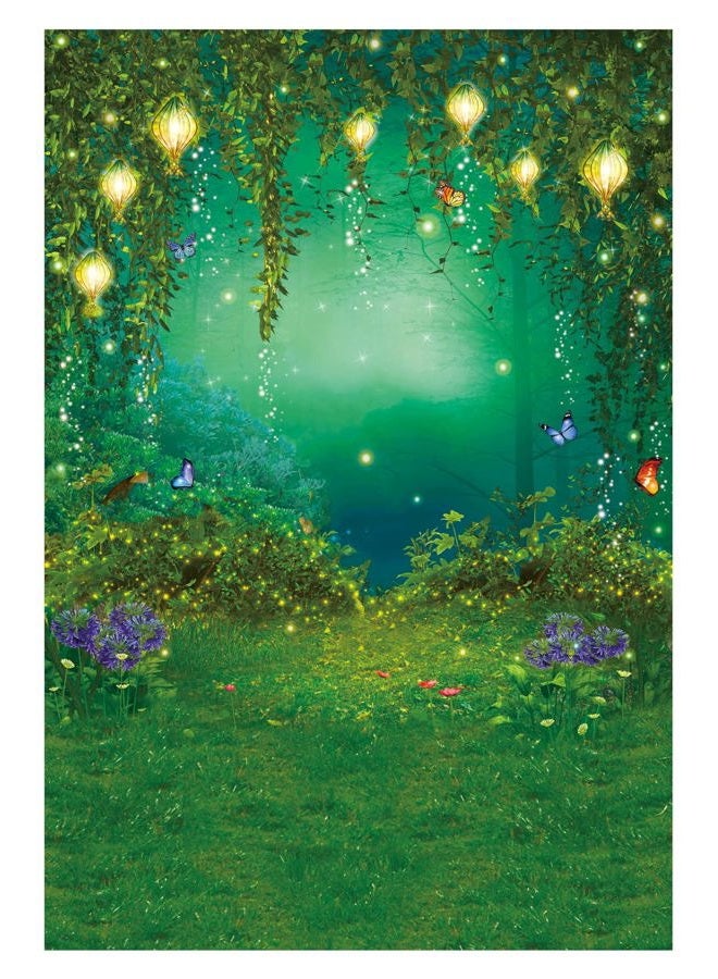 Funnytree 5X7FT Enchanted Forest Backdrop Fairy Tale Wonderland Butterfly Woodland Background Wedding Baby Shower Birthday Party Supplies Banner Cake Smash Decor Studio Portrait Prop Photobooth Favors - Image 1