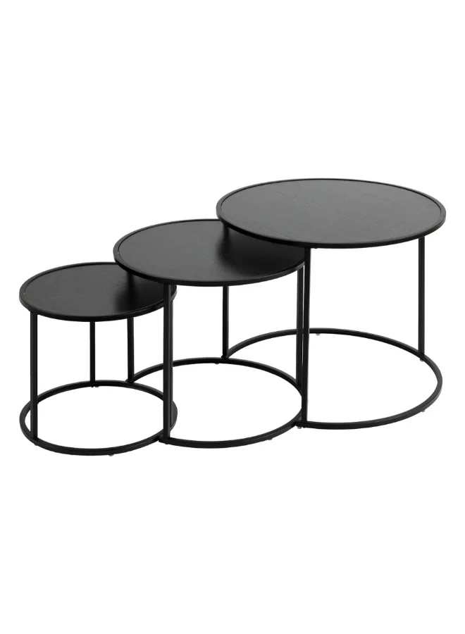 Atmosphera 3-Piece Noan Elegant Design Round Nesting Table Black 55.6 x 6.2 x 55.6 cm 205800