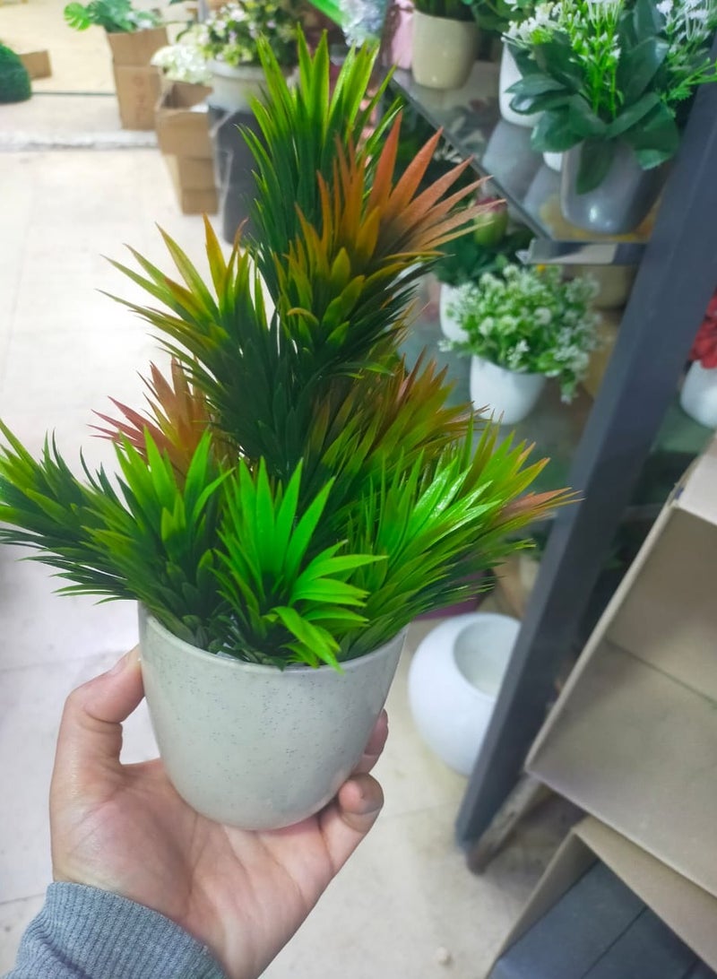 High Quality Artificial Green Mini Potted Plant for Home Office Interior Decoration in Vase for Living Room Green Color Mixed Color As Picture