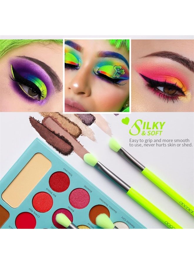 docolor Eyeshadow Brush Set 15Pcs Eye Makeup Brushes Professional Makeup Brush Set Eye Shadow Blending Concealer Eyebrow Eyelash Eye Liners Premium Synthetic Eyeshadow Crease Brow Brush, Neon Green - Image 2