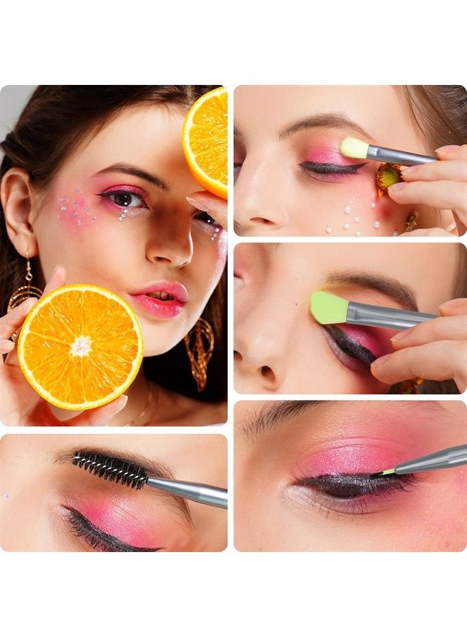 docolor Eyeshadow Brush Set 15Pcs Eye Makeup Brushes Professional Makeup Brush Set Eye Shadow Blending Concealer Eyebrow Eyelash Eye Liners Premium Synthetic Eyeshadow Crease Brow Brush, Neon Green - Image 4