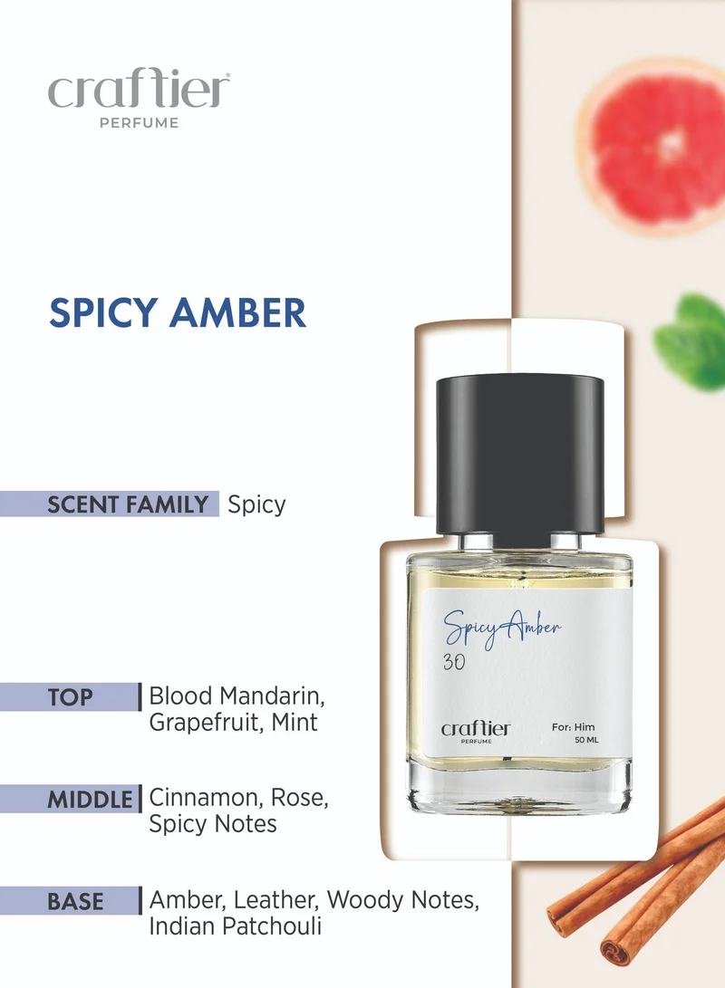 Craftier Perfume 50 SPICY AMBER - Inspired of-1 MILLION, Eau De Parfum for Men - 50ml, Long Lasting Spicy Fragrance Upto 24 Hrs, Travel Size Men's Perfume for Men | Best Price UAE