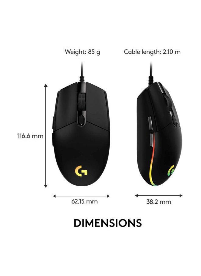 NIBEMINENT - ماوس الألعاب لوجيتك G102 لايت سينك مع إضاءة RGB قابلة للتخصيص، 6 أزرار قابلة للبرمجة، وزن أسود - Image 1
