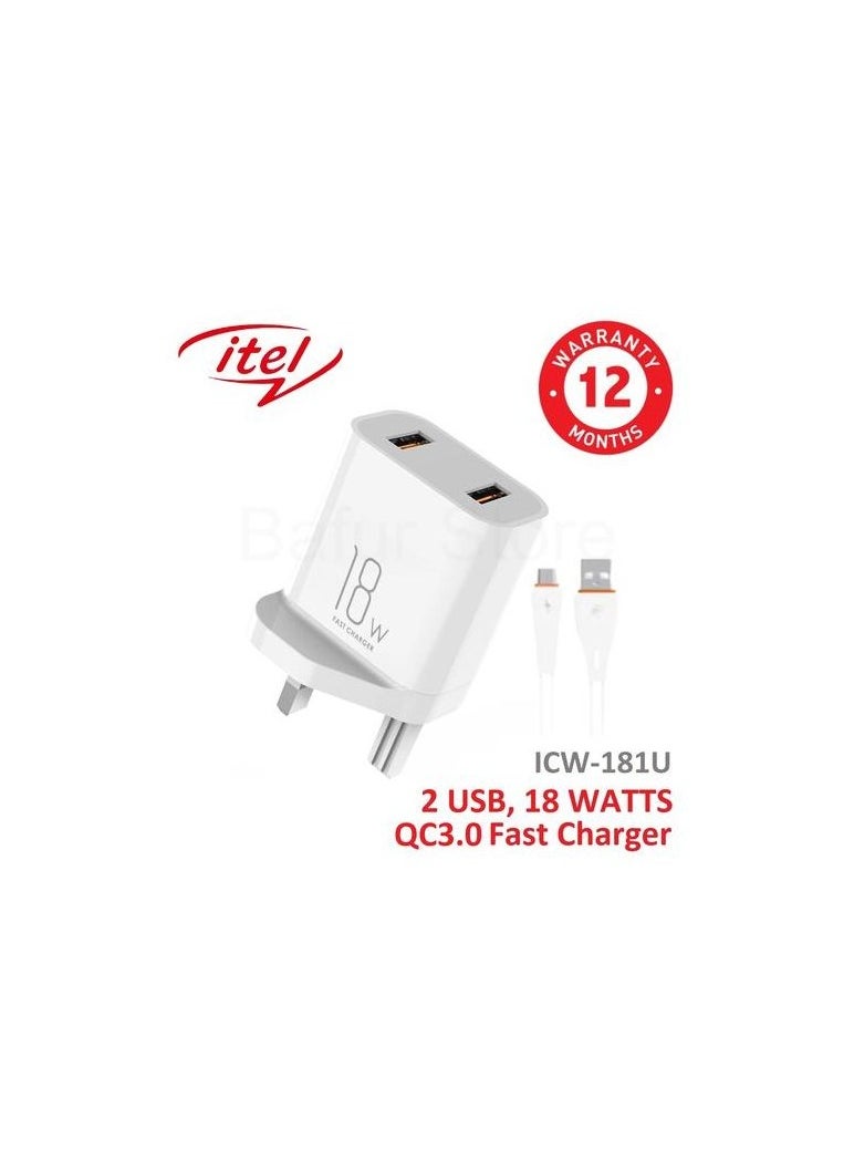 itell - Travel Adapter Typ-C cable 18W Fast charger - Image 1