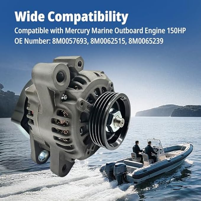High Soar New Alternator 12V 55A Compatible with Mercury Marine Outboard Engine 150HP 8M0057693 8M0062515 8M0065239 Outboard Alternator 2012-On - Image 2