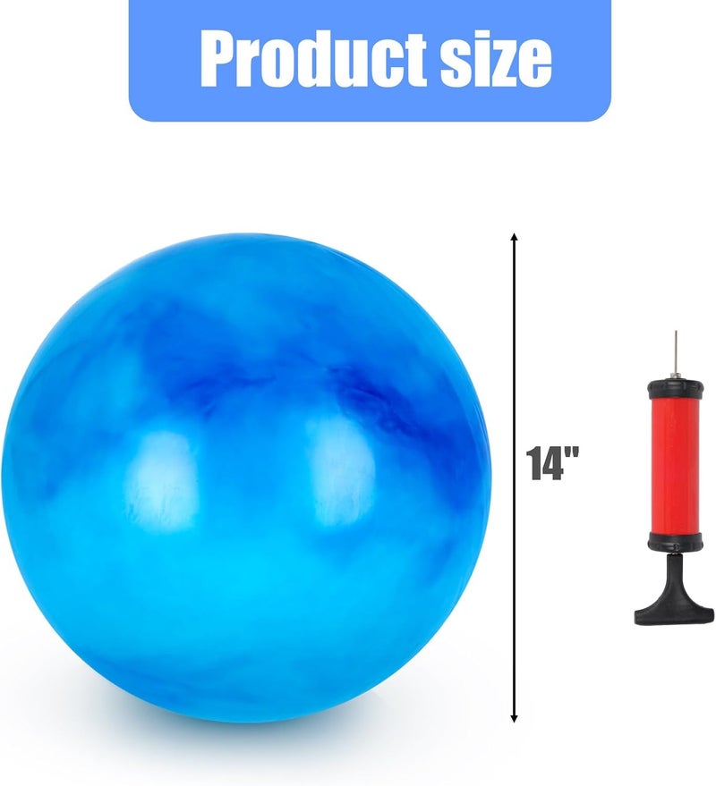 FuturePlusX 2PCS Bouncing Ball for Kids, 14inch Marbleized Bouncy Balls Rubber Inflatable Kick Ball Game Ball Bouncing Sensory Balls with Hand Air Pump, Medium - Image 2