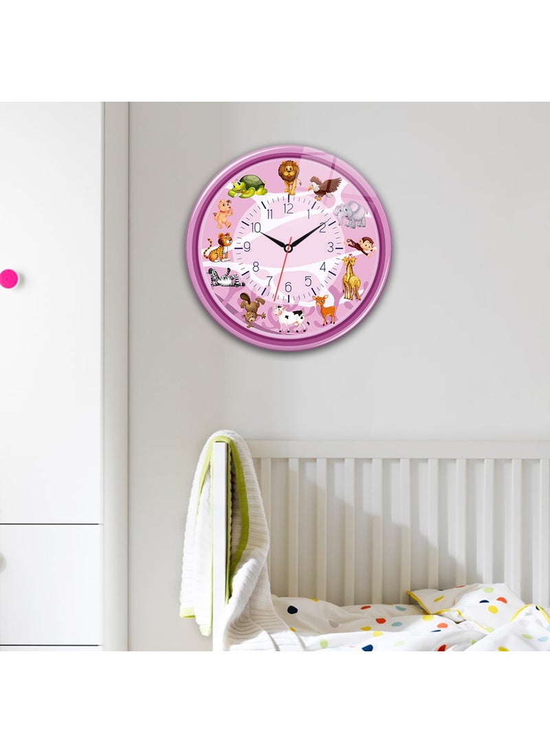 DECORITA - Glass Clock | Children's Room - Pink | DIAMETER40CM - Image 1