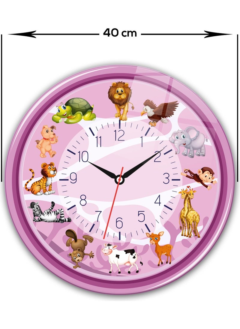 DECORITA - Glass Clock | Children's Room - Pink | DIAMETER40CM - Image 1