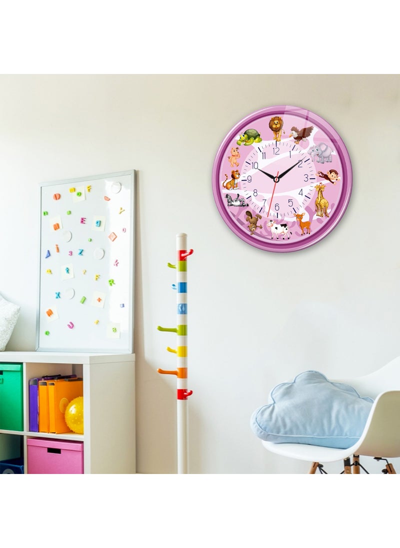 DECORITA - Glass Clock | Children's Room - Pink | DIAMETER40CM - Image 1