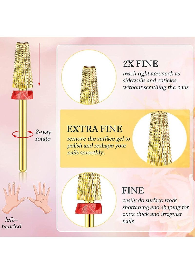 Excefore Carbide Nail Drill Bit Use for both Left to Right Handed, 3/32 Inch Nail Bit for Fast Remove Acrylic Gel Nail 3 Pieces Nail Carbide 5 in 1 Bit Multi-function Tapered Shaping Nail Drill - Image 3
