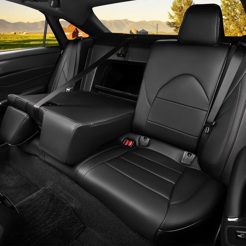 HKZ Custom Fit Leather Seat Covers for Toyota Camry 2018-2024 - Black Full Set - Image 4