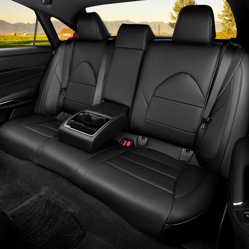 HKZ Custom Fit Leather Seat Covers for Toyota Camry 2018-2024 - Black Full Set - Image 3
