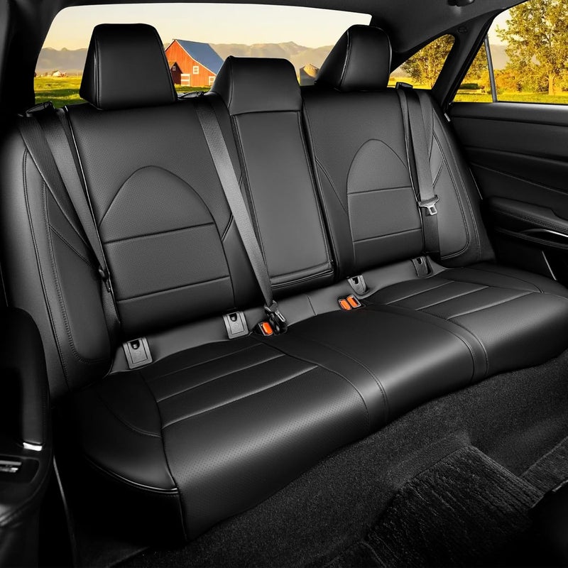 HKZ Custom Fit Leather Seat Covers for Toyota Camry 2018-2024 - Black Full Set - Image 2