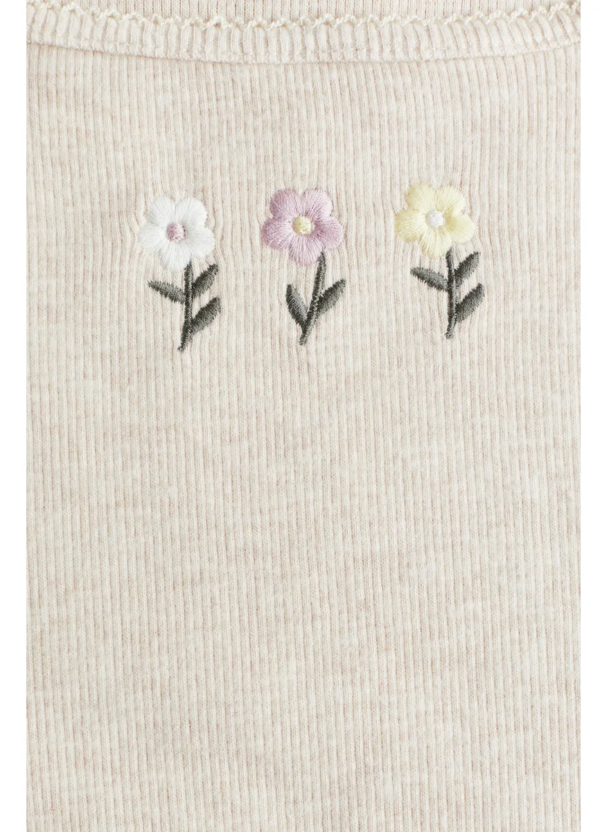 اتش اند ام Picot-Trimmed Jersey Top