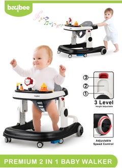 BAYBEE Astro 2 In 1 Baby Round Walker With 3 Adjustable Height, Musical Toy Bar, Speed Adjustable Wheels Walker, 6 To 24, Months, Boys/Girls, Black  - Image 1