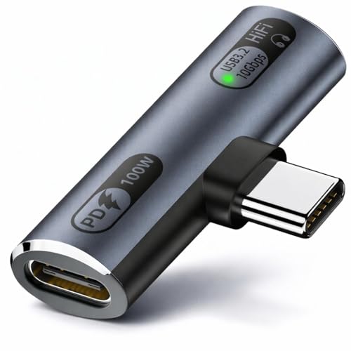 Mizi 2025 Upgraded USB C Splitter 100W Fast Charging Adapter – Dual USB C Headphone & Charger Dongle for iPhone 16/15, iPad, MacBook, Galaxy S24/S23, Pixel & More – Audio + Power Adapter - Grey - Image 1