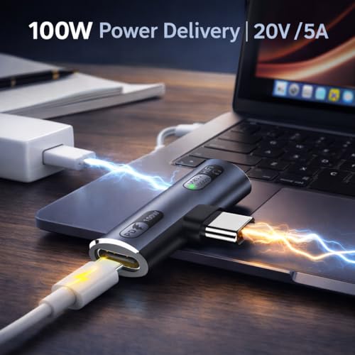Mizi 2025 Upgraded USB C Splitter 100W Fast Charging Adapter – Dual USB C Headphone & Charger Dongle for iPhone 16/15, iPad, MacBook, Galaxy S24/S23, Pixel & More – Audio + Power Adapter - Grey - Image 3