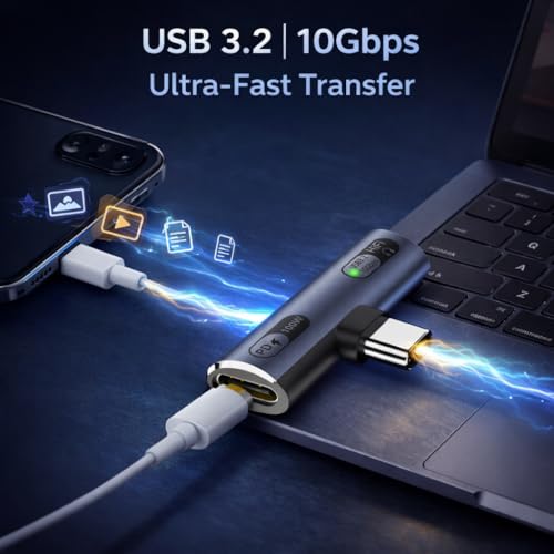 Mizi 2025 Upgraded USB C Splitter 100W Fast Charging Adapter – Dual USB C Headphone & Charger Dongle for iPhone 16/15, iPad, MacBook, Galaxy S24/S23, Pixel & More – Audio + Power Adapter - Grey - Image 4