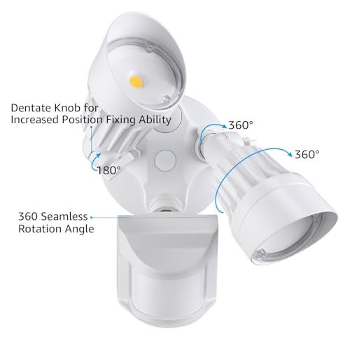 LEONLITE COB LED Security Light, Motion Sensor Flood Lights Outdoor, Aluminum, 3 Modes Motion Detector+Dusk to Dawn+Switch Control, 100-277V, Adjustable 2-Head, IP65, 5000K Daylight, ETL, White - Image 4