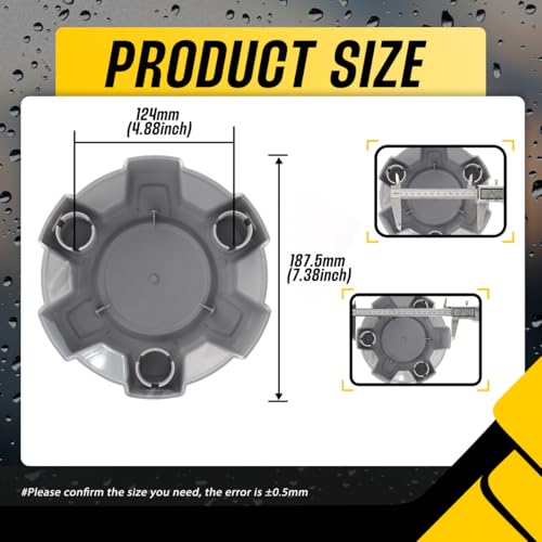 DewFlew 4Pcs Wheel Center Cap for 2019-2024 Silverado 1500 Wheel Rim Outer 187.5mm(7.38in) Silver Hub Caps Wheel Cover, Replacement 84173372 23378301 - Image 3