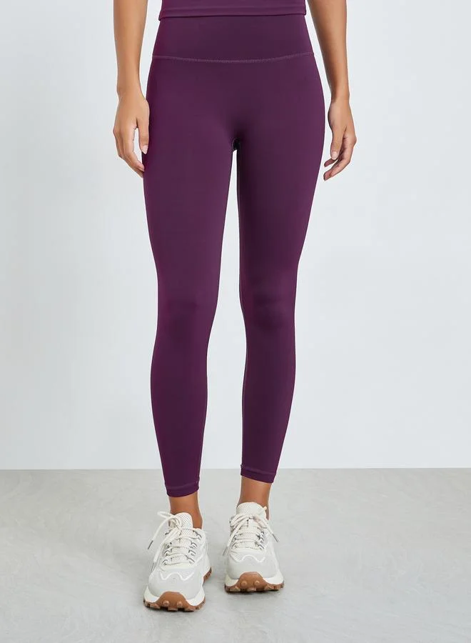 Styli Active Purple Purple Cross Back Strap Longline Sports Bra and Leggings Set for Women | Best Price UAE