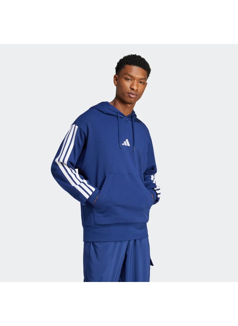 Adidas Essential 3 Stripe French Terry Hoodie