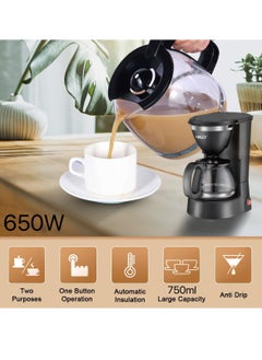 Haley Haley Drip Coffee Maker, 750ml Filter Coffee Machine, 650w Thermal Insulation Function 6-Cup Glass Carafe, with Easy On/Off Switch, Easy Pour (2 years Warranty)  - Image 5