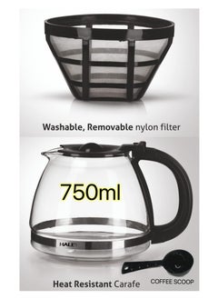 Haley Haley Drip Coffee Maker, 750ml Filter Coffee Machine, 650w Thermal Insulation Function 6-Cup Glass Carafe, with Easy On/Off Switch, Easy Pour (2 years Warranty)  - Image 4