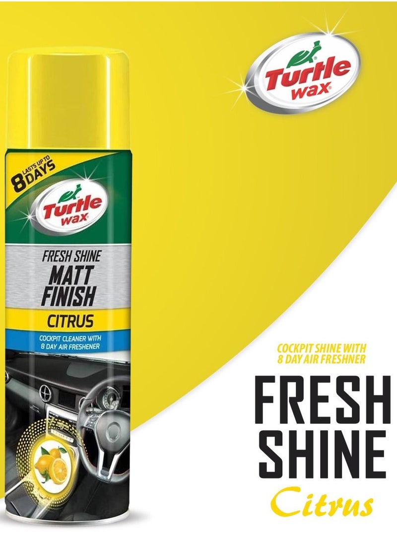 TurtleWax Turtle Wax Fresh Shine Matt Finish Car Cockpit Shine & Air Freshener Citrus Scent - 500ml  - Image 1