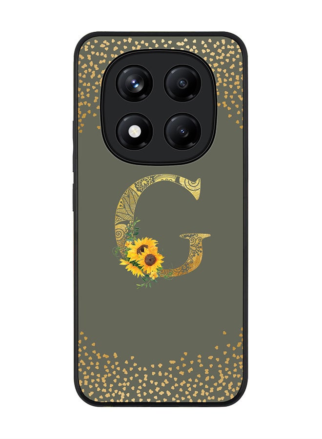 Stylizedd For Xiaomi Redmi Note 14 Pro 4G 4G Case,Slim fit Camera Protection, Shockproof Thin Phone cover  - Custom Floral Monogram - G  (Olive Green ) - Image 1